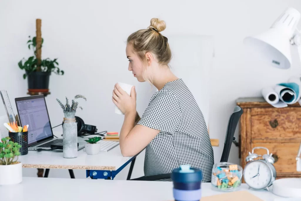 Woman drinking coffee