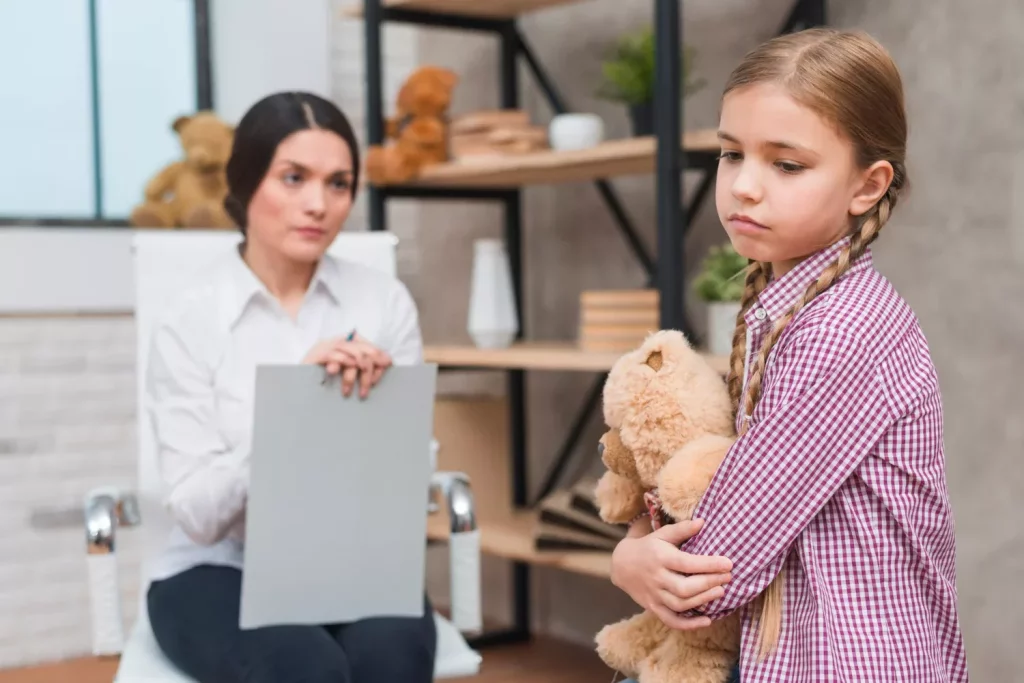 Lawyer looking at the girl