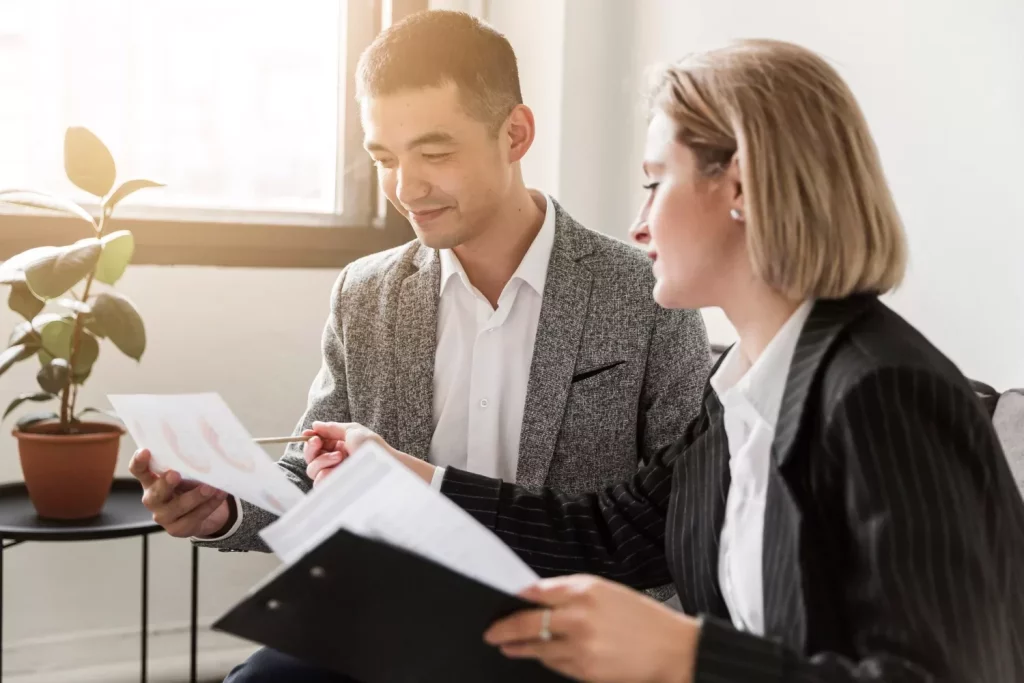 Lawyer and client discussing divorce