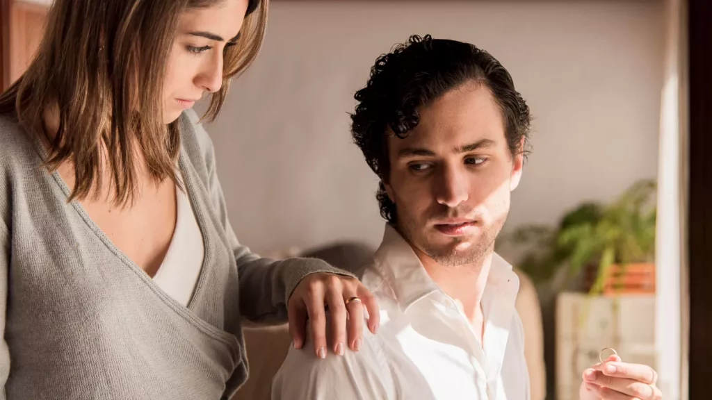 Man holding his wedding ring