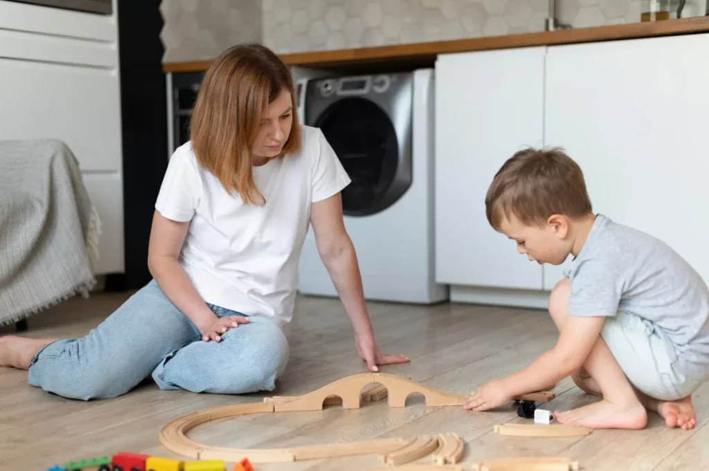 Mother and son spending time together