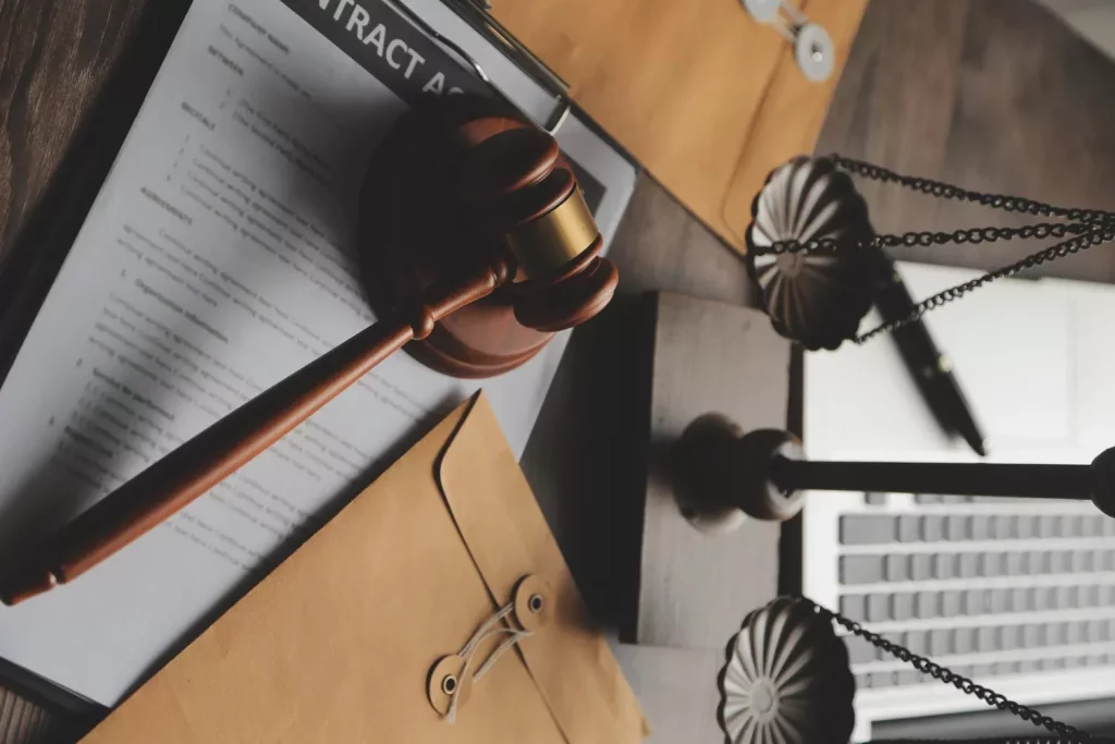 Brass scale on desk