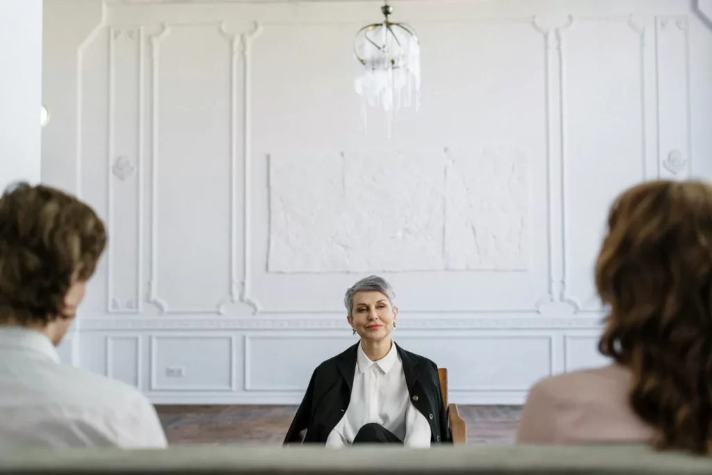 Couple meeting with psychologist